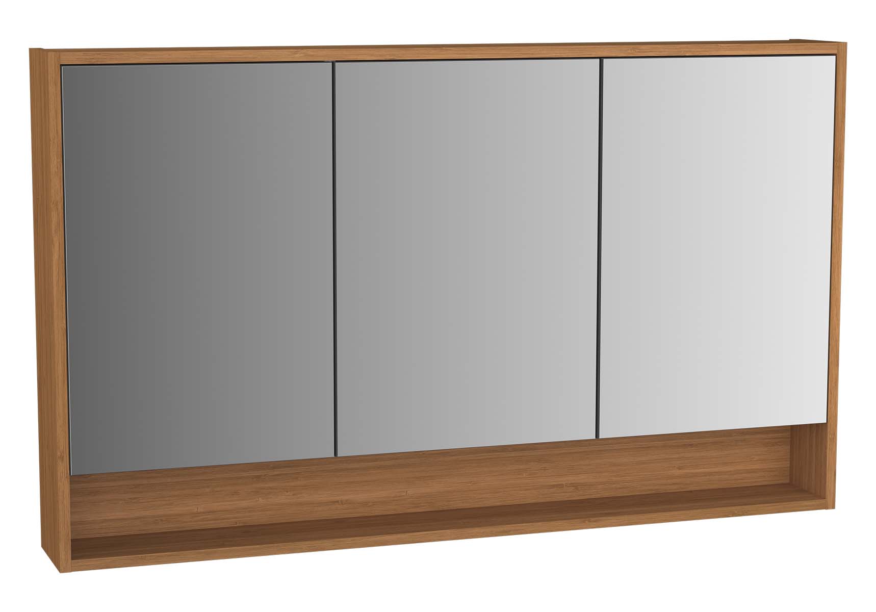 Integra Mirror Cabinet, 120 cm, White High Gloss & Bamboo