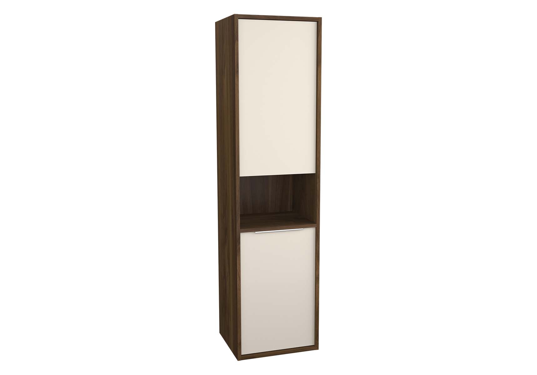 Integra Tall Unit, 40 cm, with laundry basket, Cashmere & Metallic Walnut, left