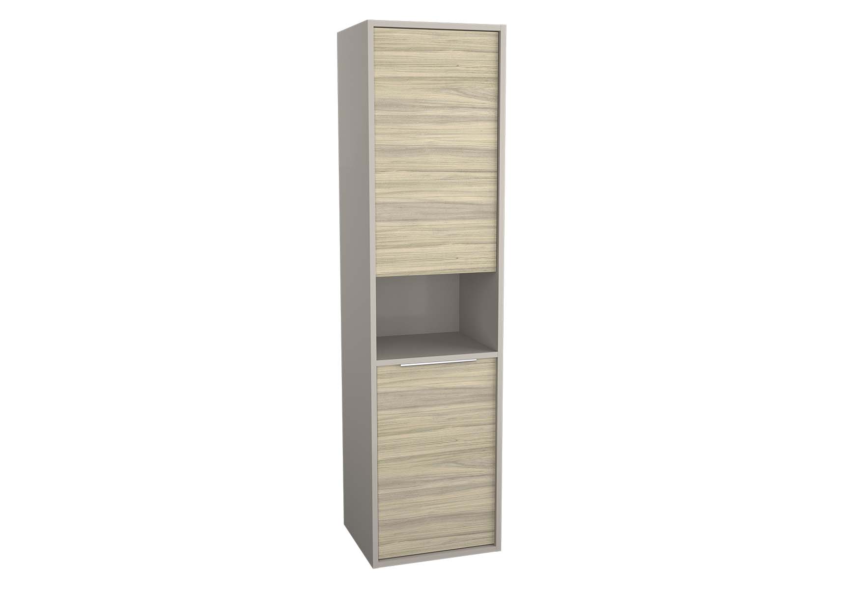 Integra Tall Unit, 40 cm, with laundry basket, Grey Elm & Gritstone, left