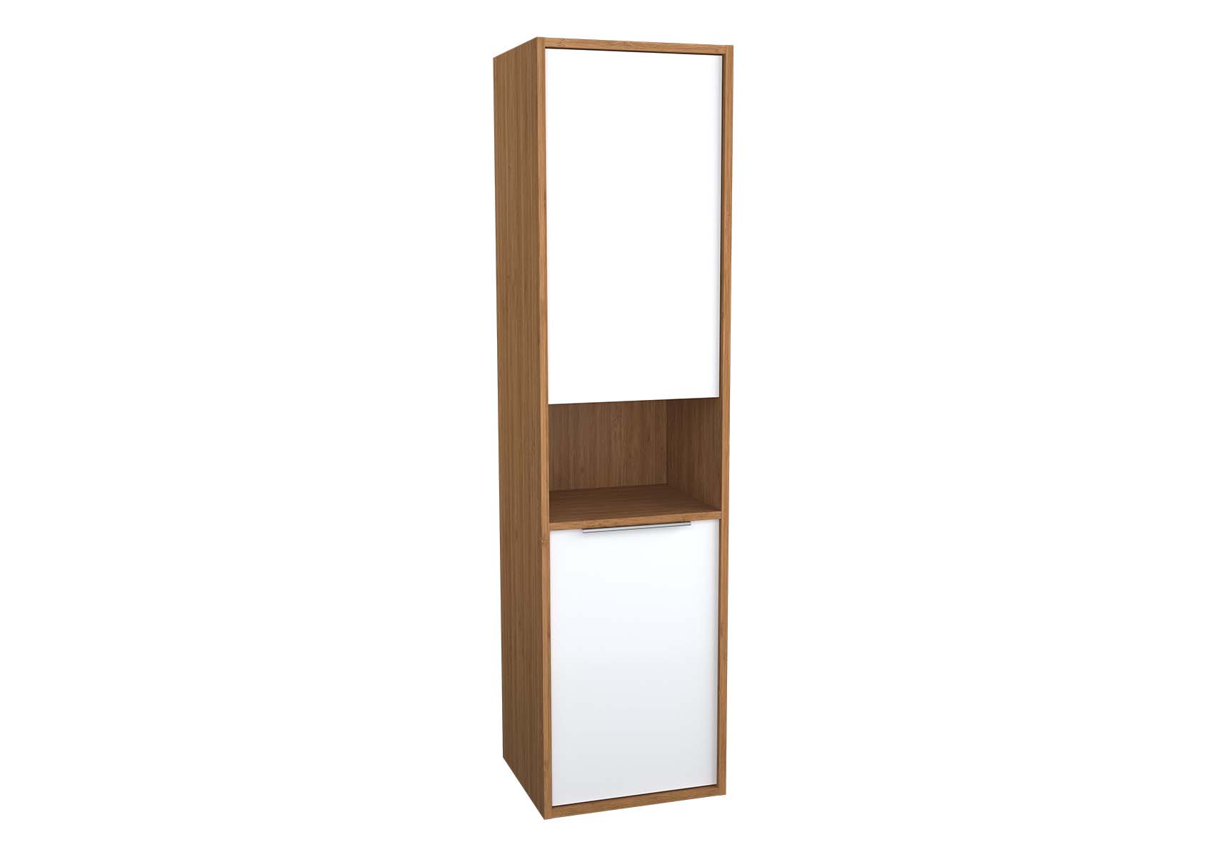 Integra Tall Unit, 40 cm, White High Gloss & Bamboo, left