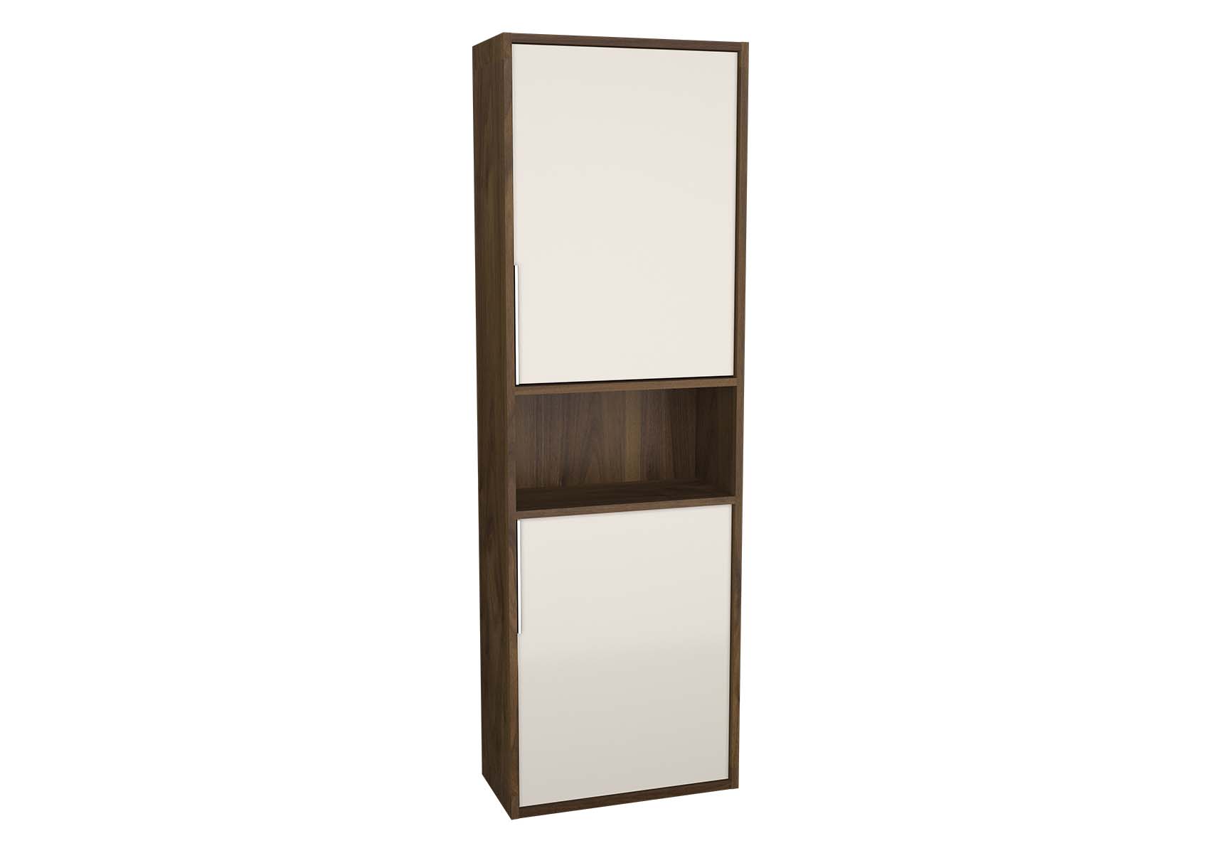 Integra Narrow Tall Unit, 50 cm, Cashmere & Narrowk Walnut, left