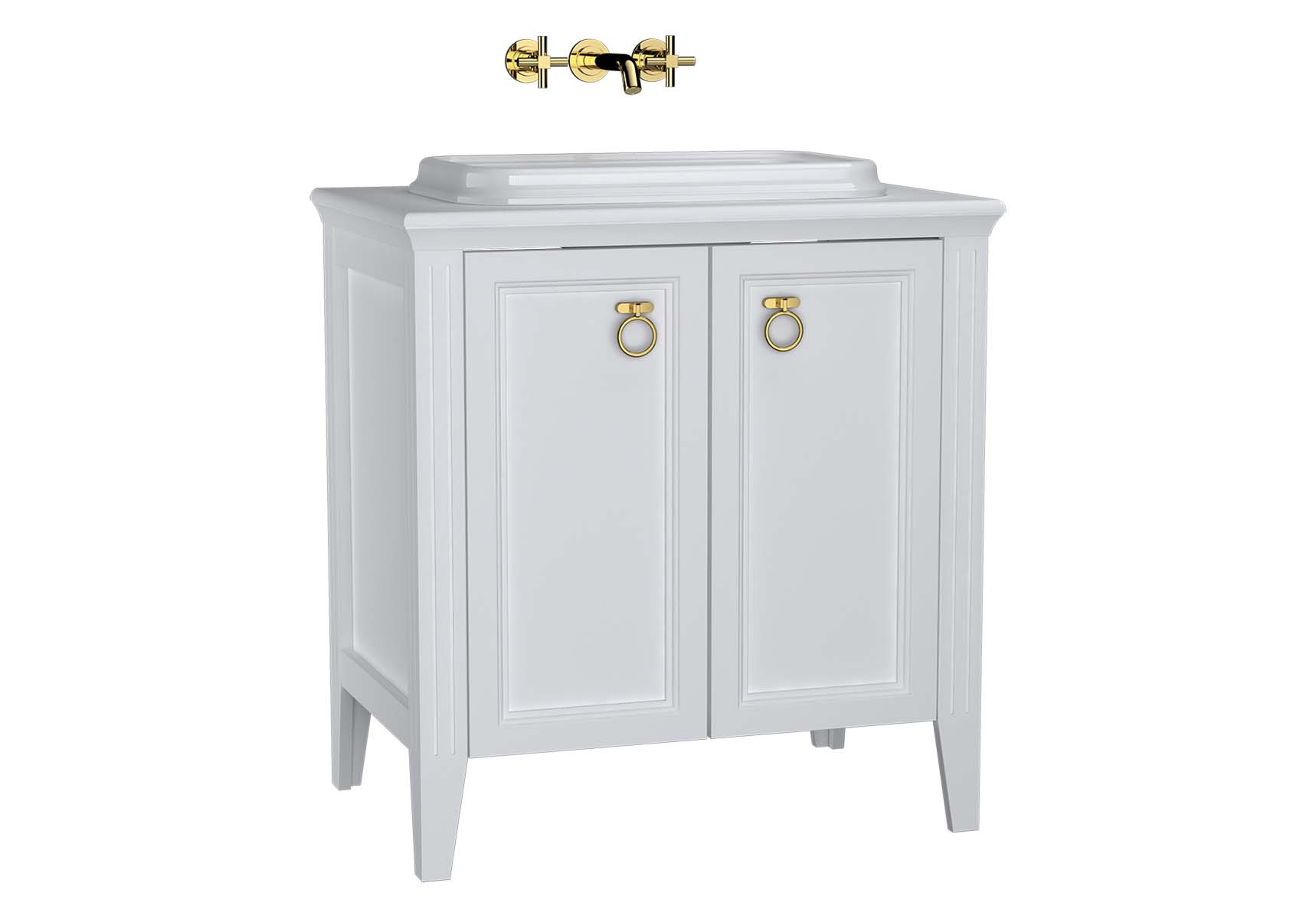 Valarte Washbasin Unit, 80 cm, with doors with countertop washbasin, Matte White