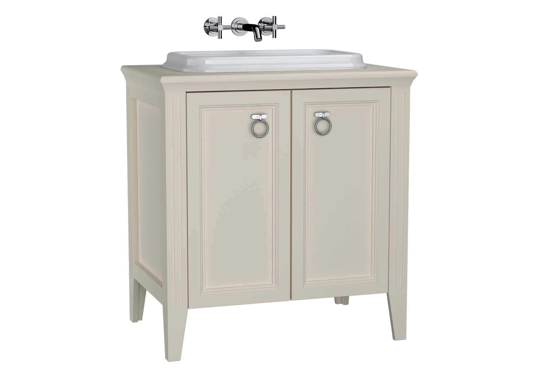 Valarte Washbasin Unit, 80 cm, with doors, with countertop washbasin, Matte Ivory