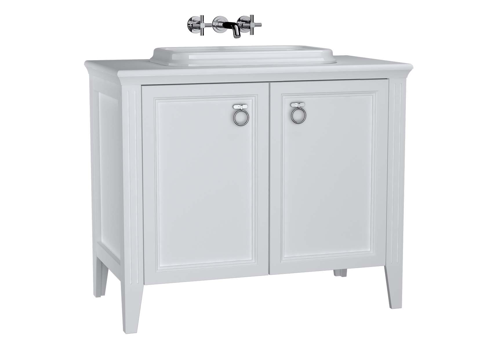 Valarte Washbasin Unit, 100 cm, with doors, with countertop washbasin, Matte White