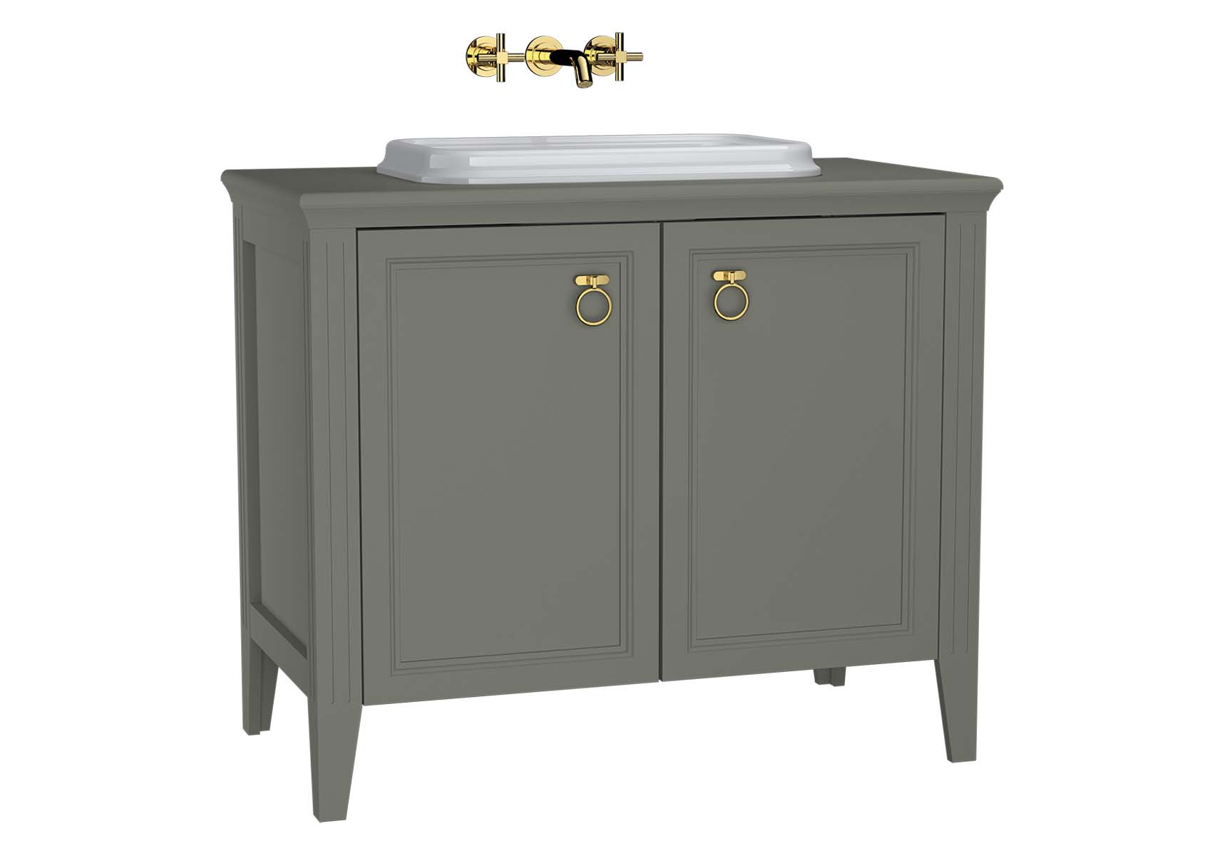 Valarte Washbasin Unit, 100 cm, with doors, with countertop washbasin, Matte Grey