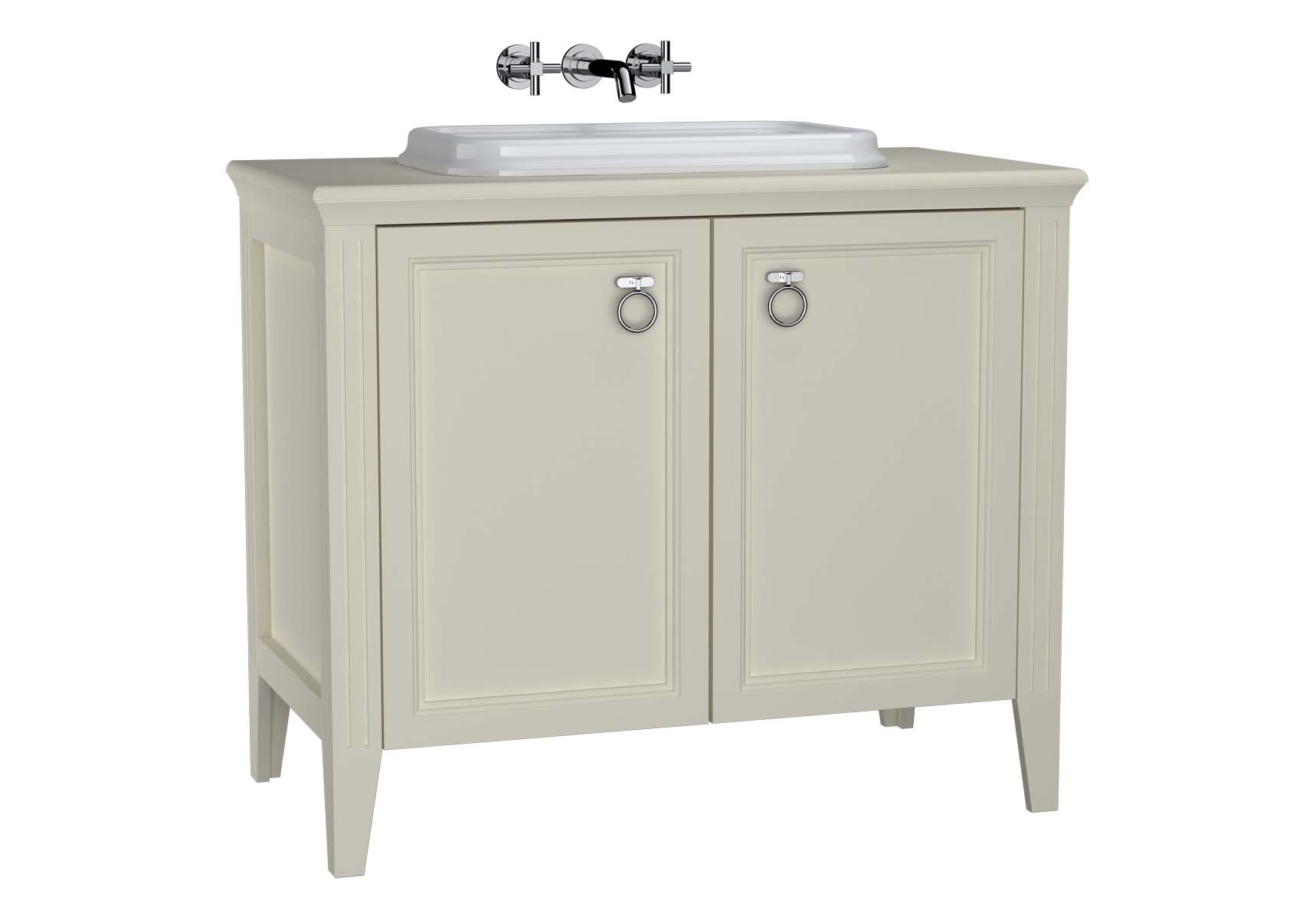 Valarte Washbasin Unit, 100 cm, with doors, with countertop washbasin, Matte Ivory