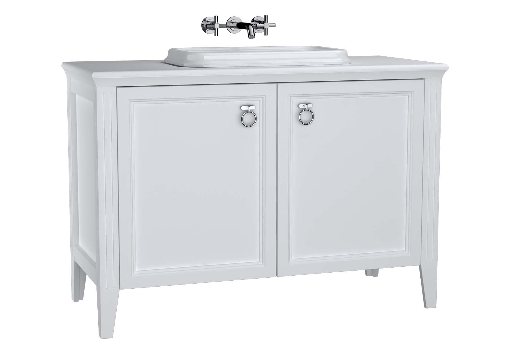 Valarte Washbasin Unit, 120 cm, with doors, with countertop washbasin, Matte White