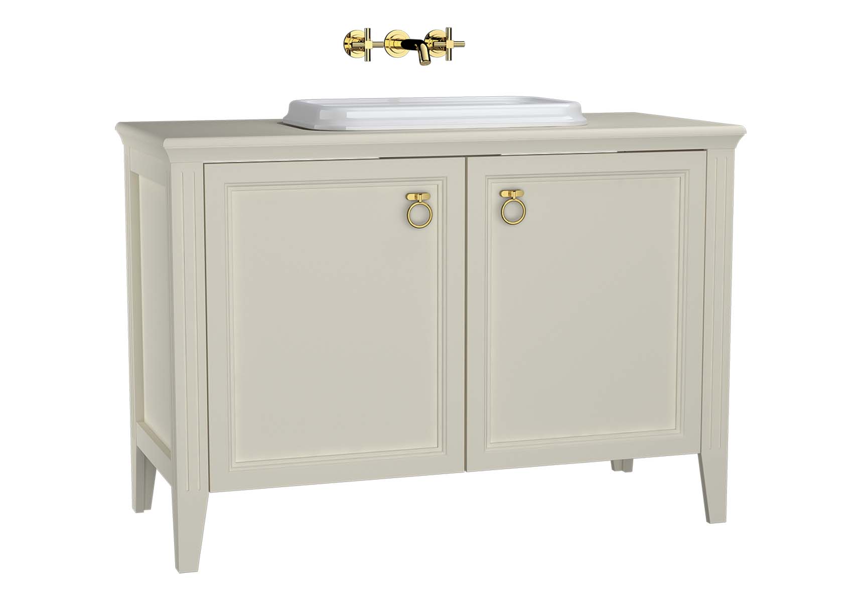 Valarte Washbasin Unit, 120 cm, with doors, with countertop washbasin, Matte Ivory