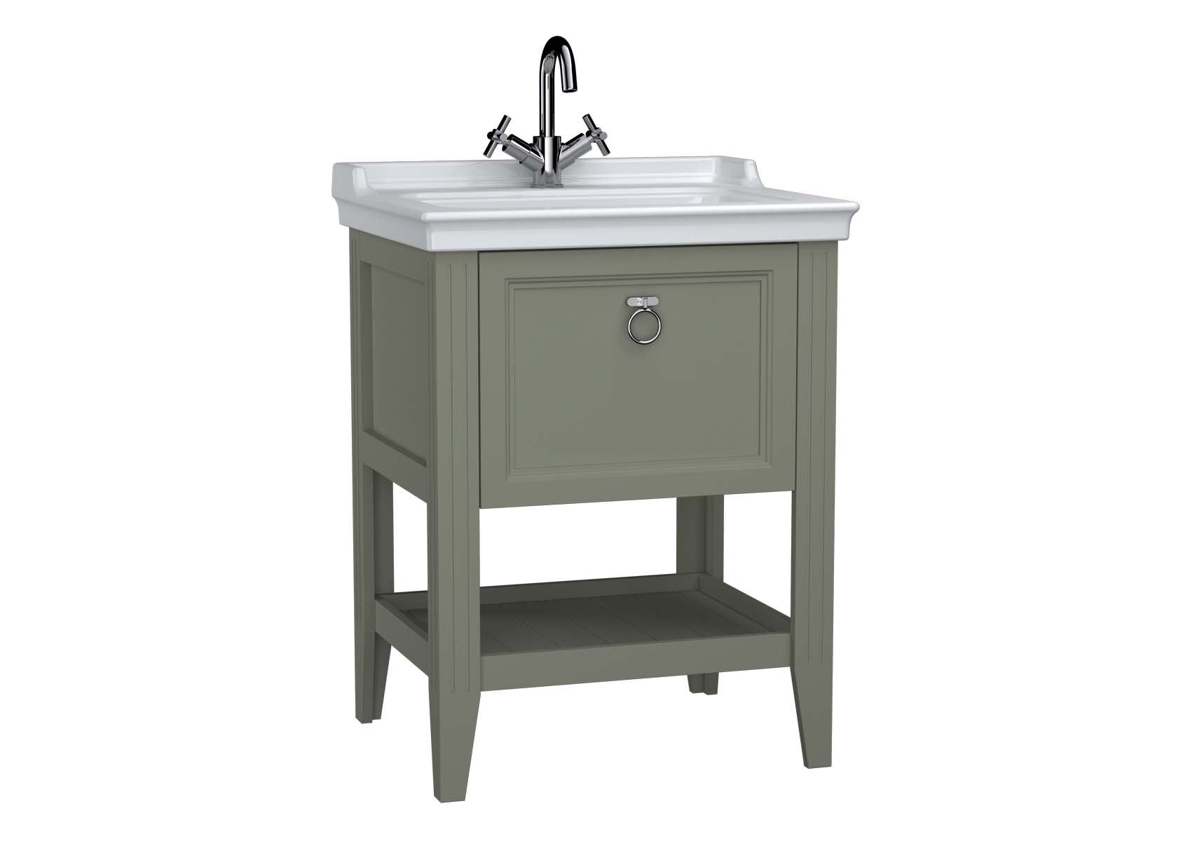 Valarte Washbasin Unit, 65 cm, with drawers, with vanity washbasin, one faucet hole, Matte Grey