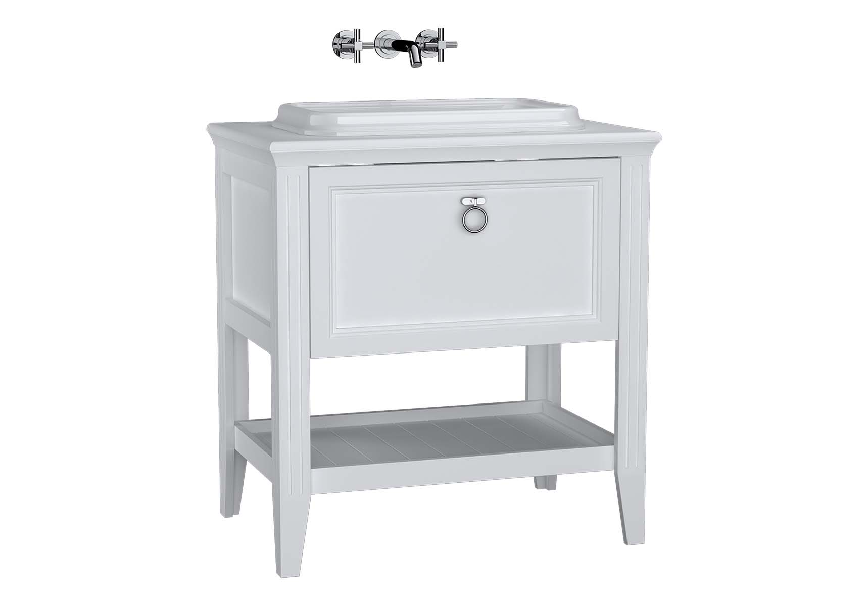 Valarte Washbasin Unit, 80 cm, with drawers, with countertop washbasin, Matte White