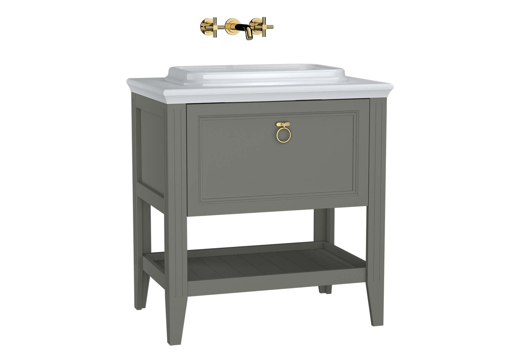 Valarte Washbasin Unit, 80 cm, with drawers, with countertop washbasin, Matte Grey