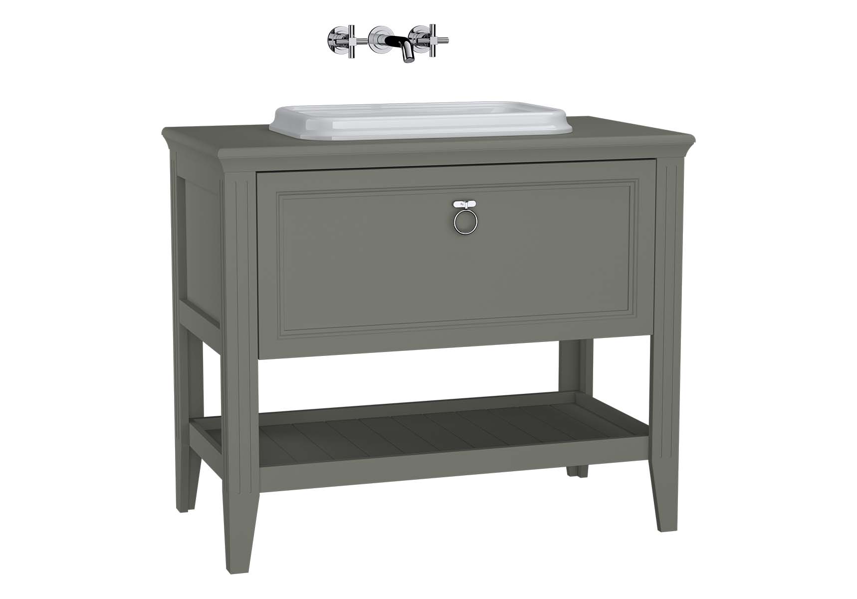 Valarte Washbasin Unit, 100 cm, with drawers, with countertop washbasin, Matte White