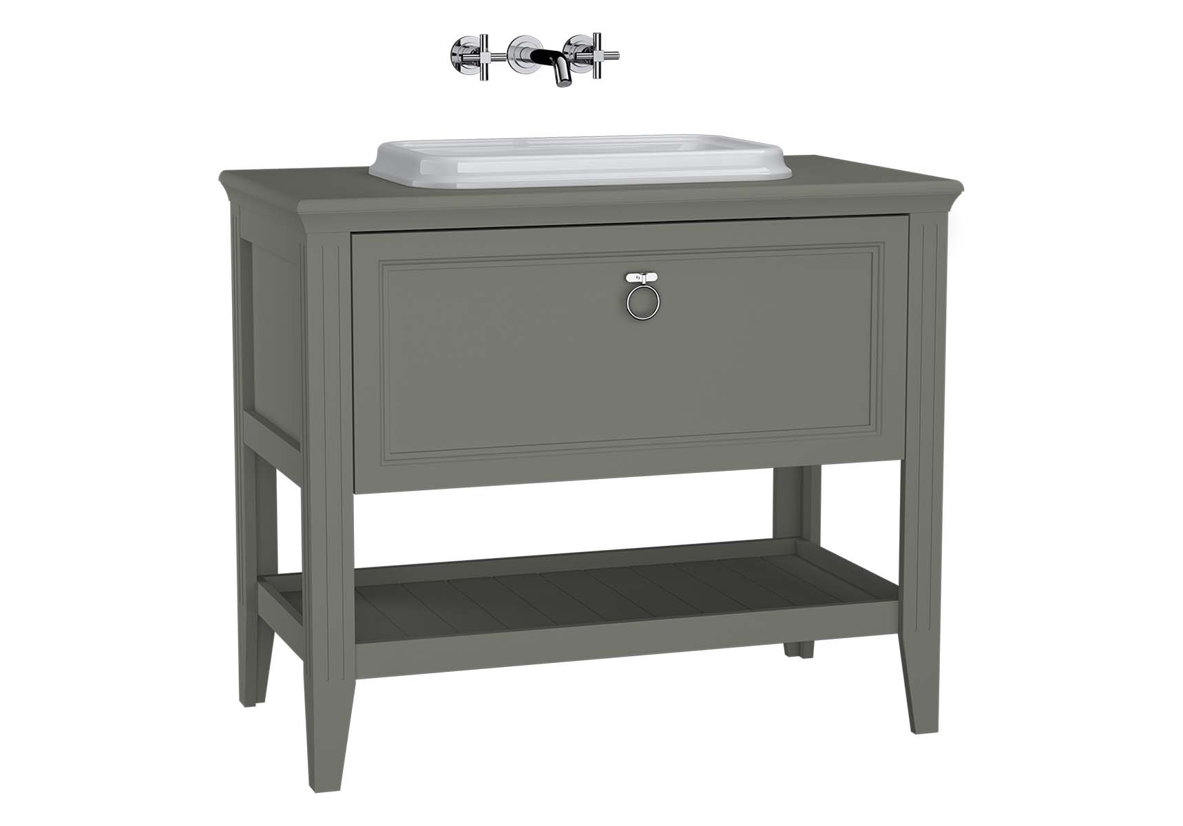 Valarte Washbasin Unit, 100 cm, with drawers, with countertop washbasin, Matte Grey