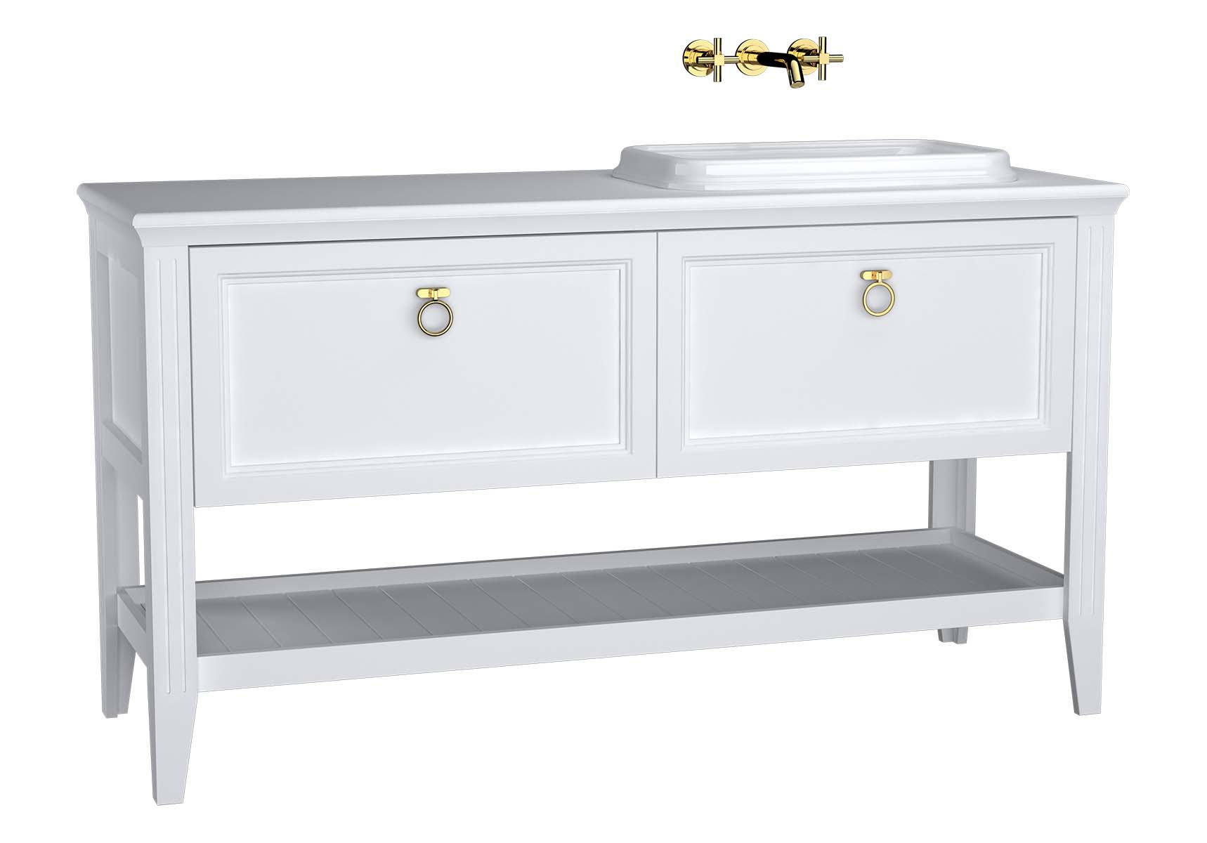 Valarte Washbasin Unit, 150 cm, 2 drawers, with countertop washbasin, Matte White, right