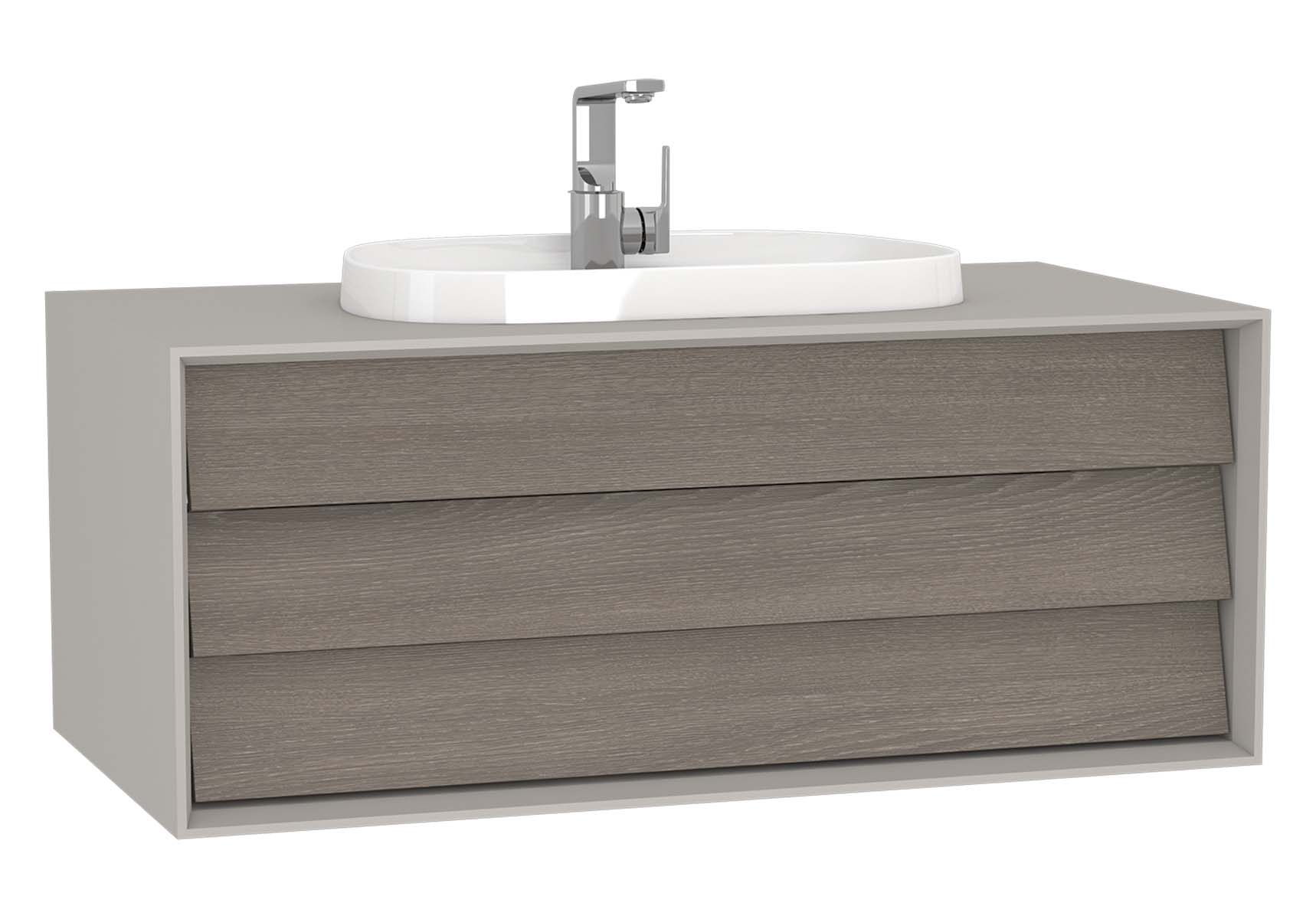 Frame Washbasin Unit, 100 cm, with 1 drawer, with countertop TV-shape washbasin, with faucet hole, Matte Taupe