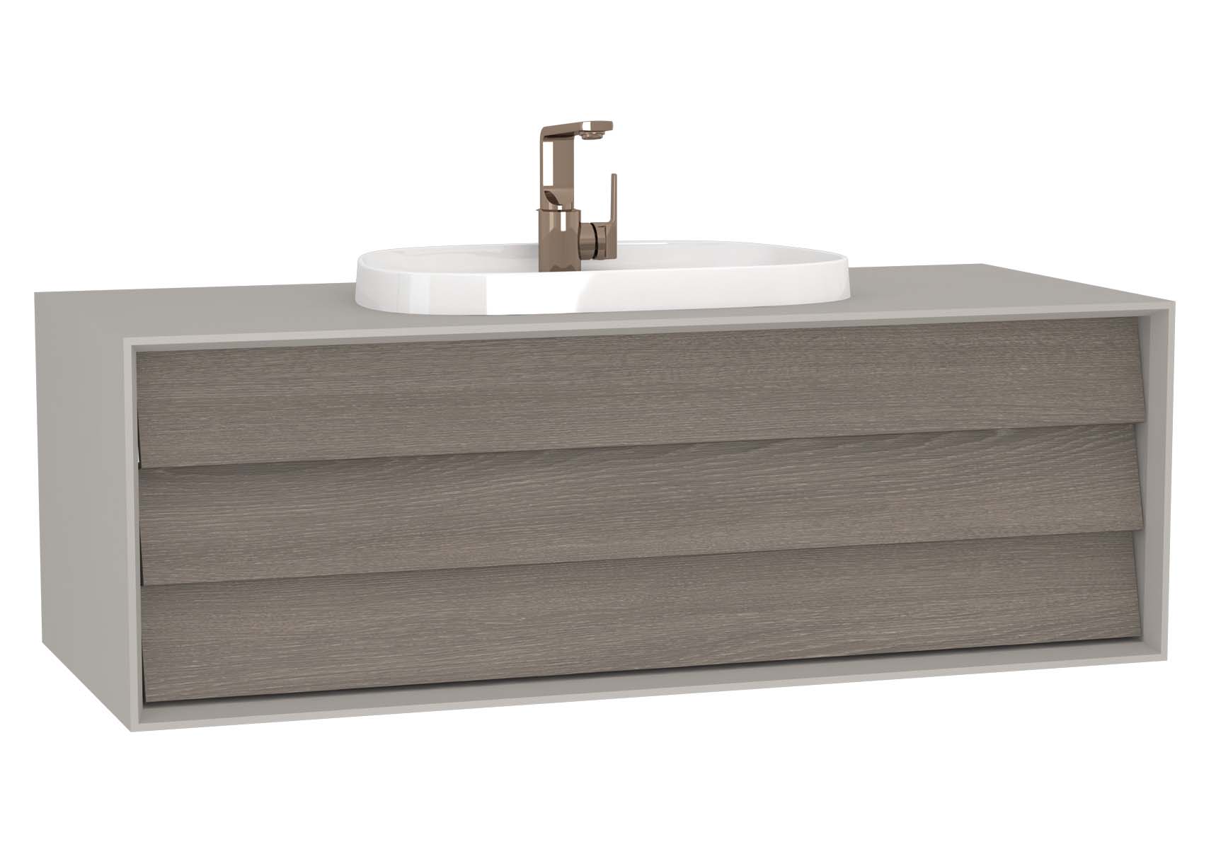 Frame Washbasin Unit, 120 cm, with 1 drawer, with countertop TV-shape washbasin, with faucet hole, Matte Taupe