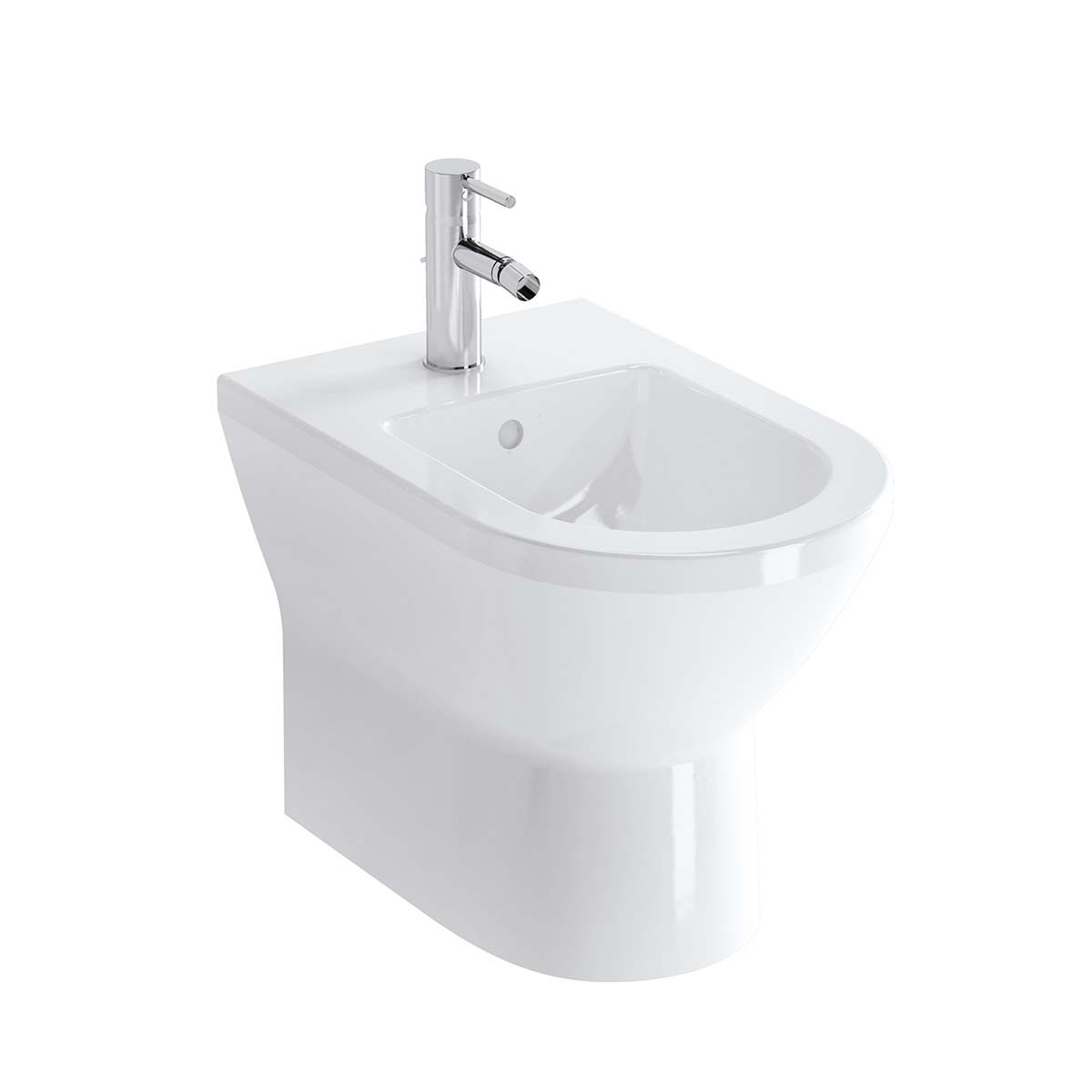 Floor Standing Bidet, Back-To-Wall, 54 cm, One Tap Hole, Without Side Holes