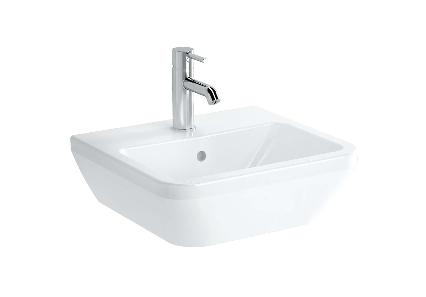 Square Washbasin, 45 cm, One Tap Hole, With Overflow Hole