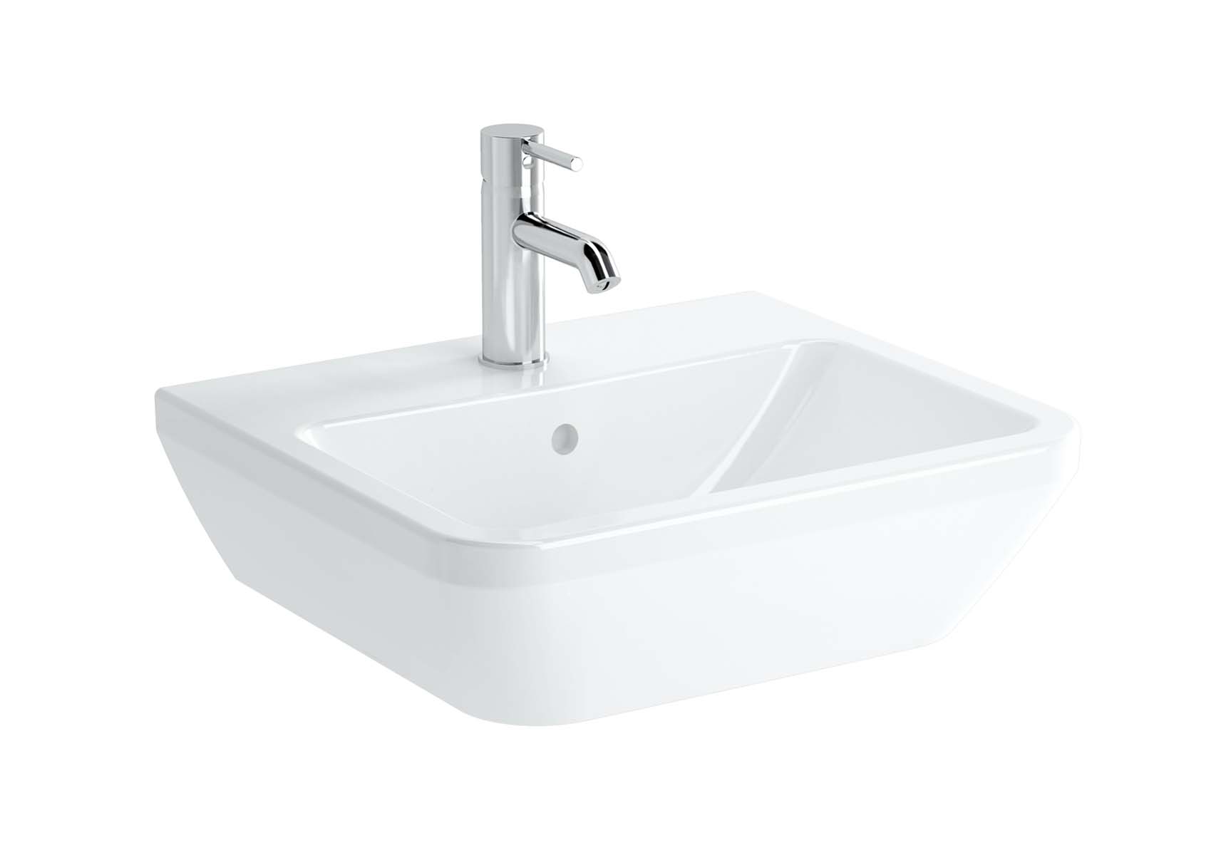 Square Washbasin, 50 cm, One Tap Hole, With Overflow Hole