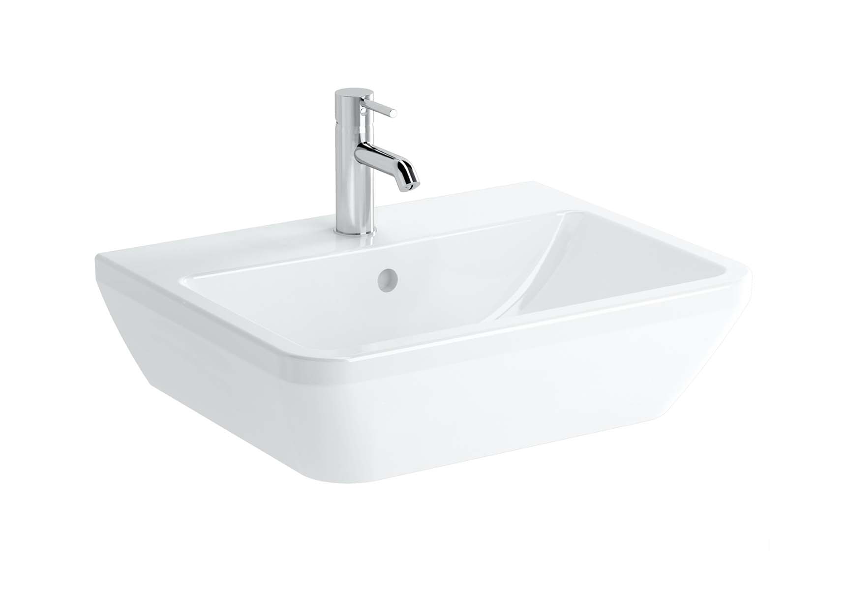 Square Washbasin, 60 cm, One Tap Hole, With Overflow Hole