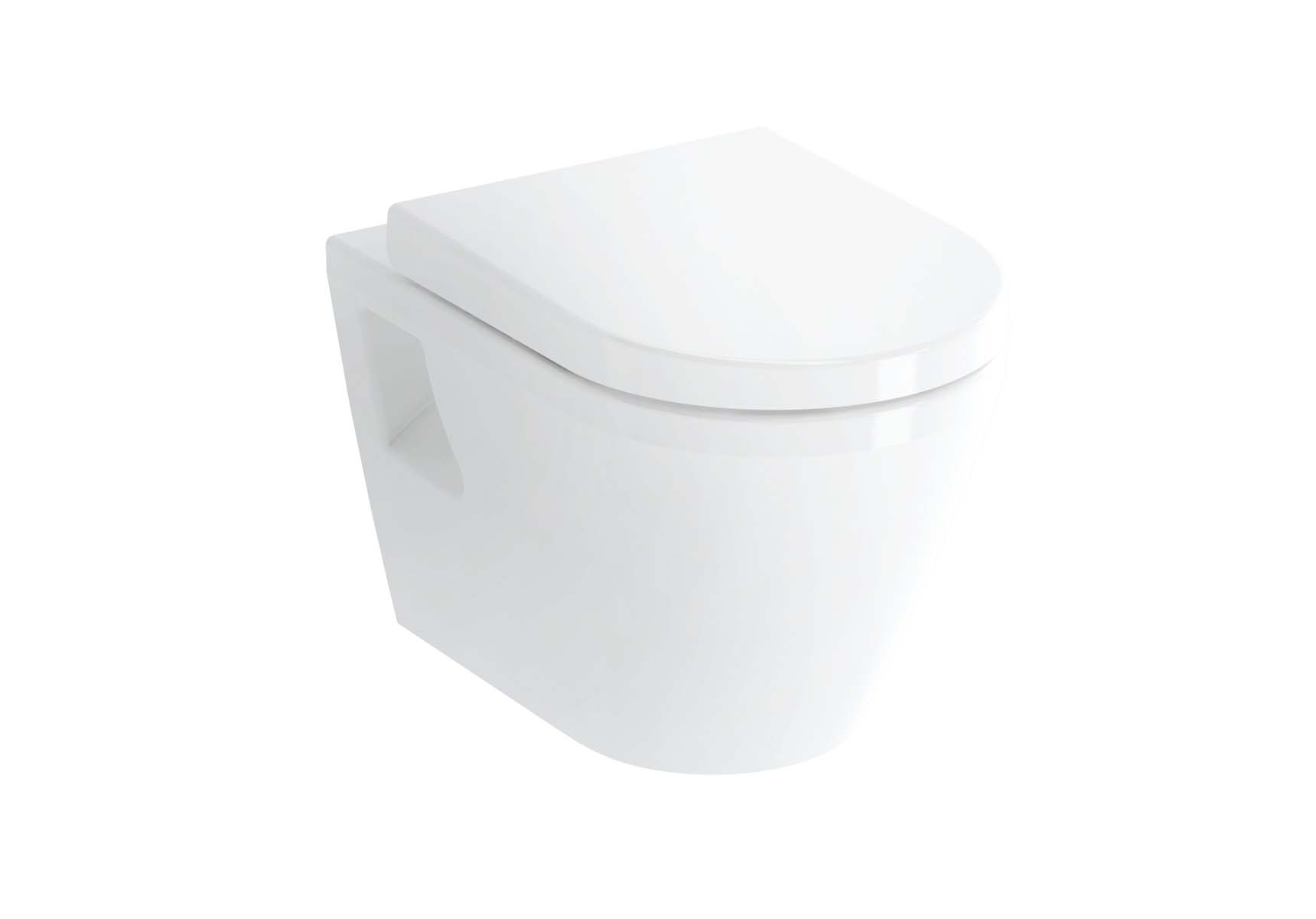Wall-Hung WC Pan, Flach, 54 cm, Without Side Holes