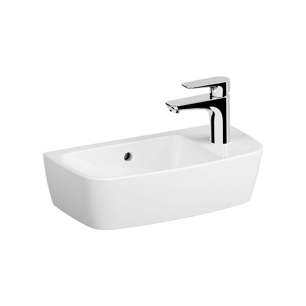 Compact Basin, 50X25 cm, One Tap Hole On Right, With Overflow Hole