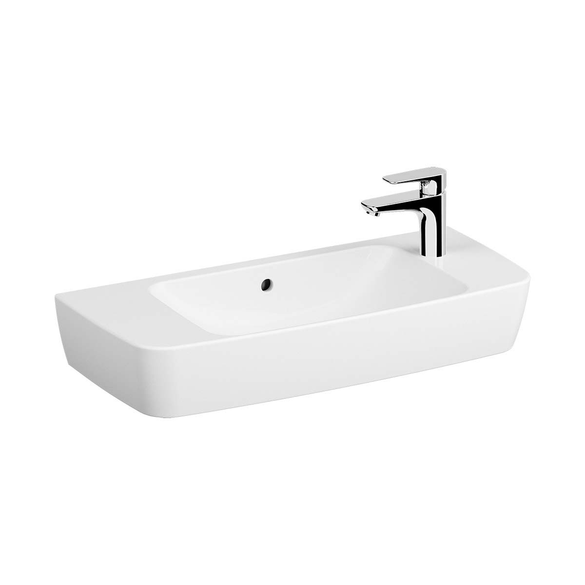 Compact Basin, One Tap Hole Right, Overflow Hole, 80X35 cm, For Countertop Use