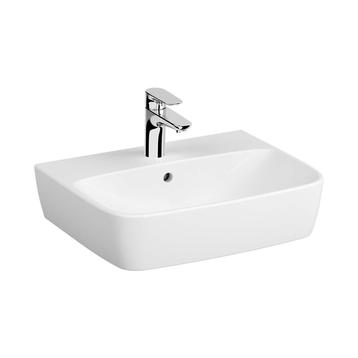 Washbasin, 55 cm, One Tap Hole, With Overflow Hole, For Countertop Use