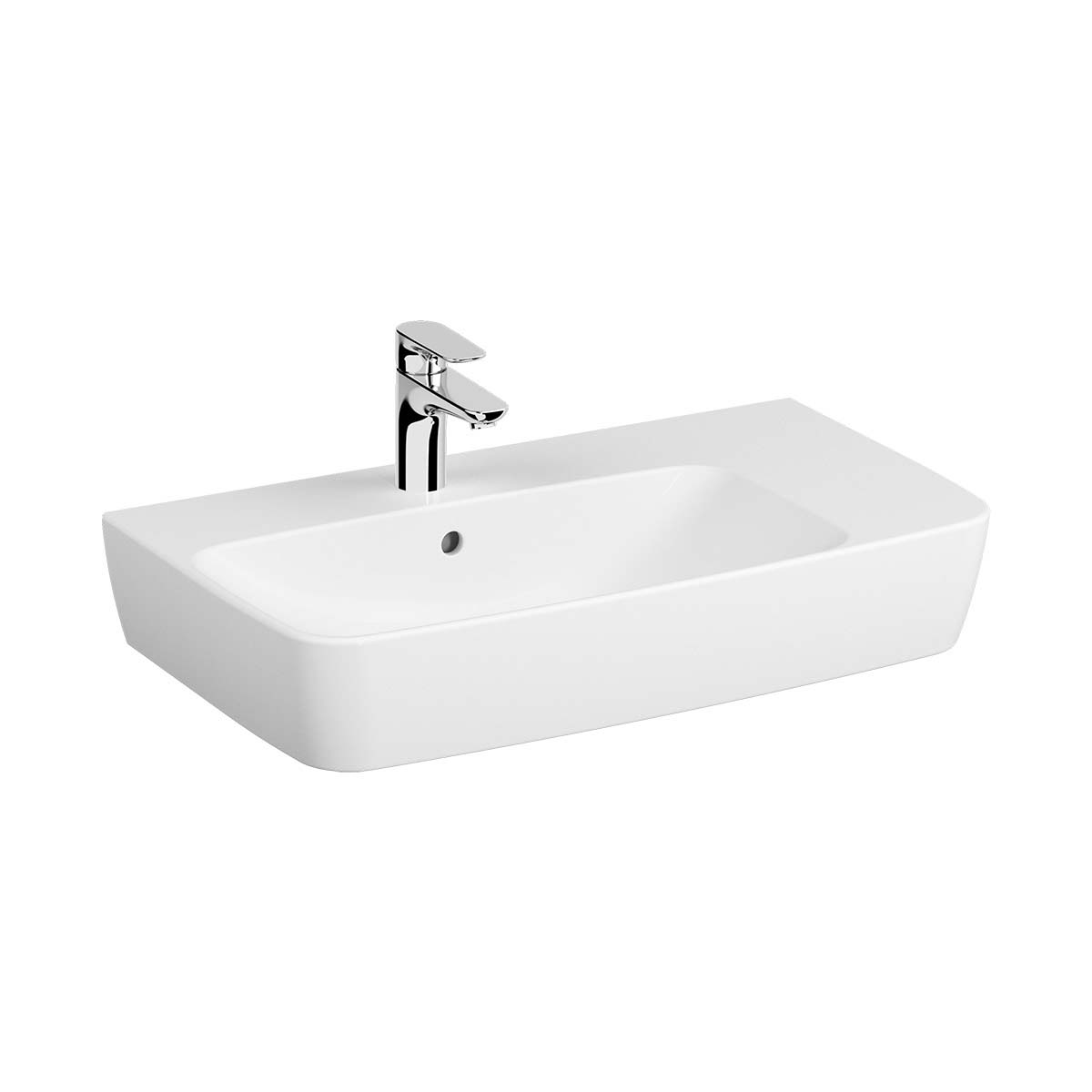 Assymetrical Basin, 75X45 cm, One Tap Hole, With Overflow Hole, For Countertop Use