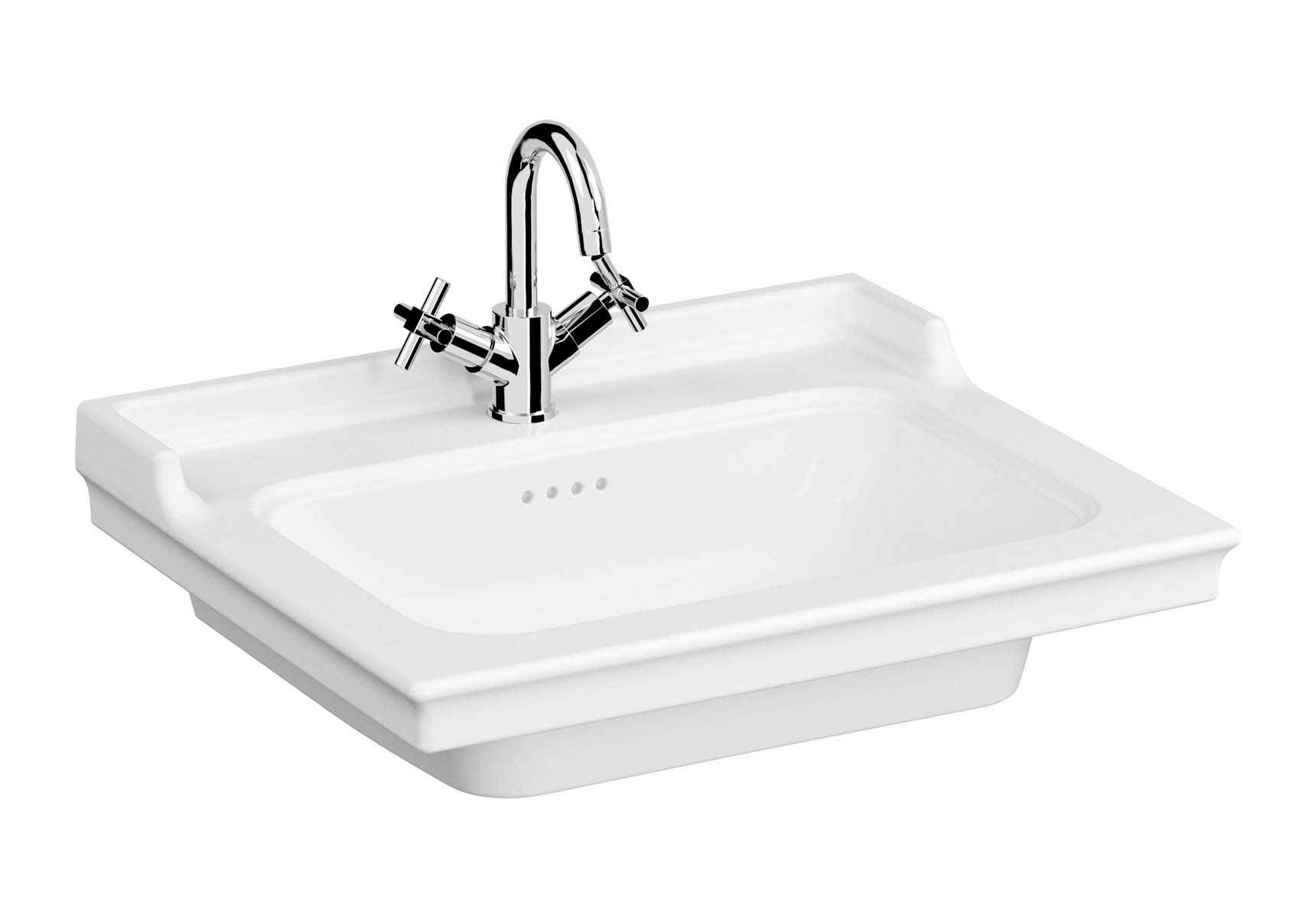 Vanity Basin, 65 cm, One Tap Hole, With Overflow Hole, With Metallic Legs