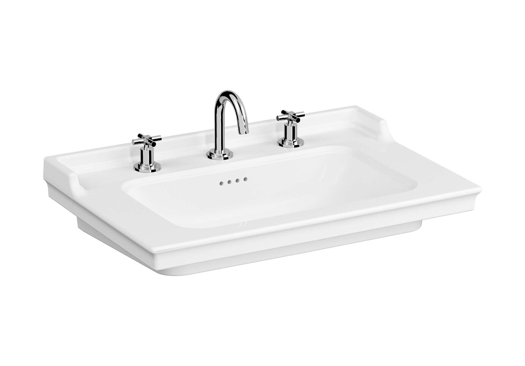 Vanity Basin, 80 cm, One Tap Hole, With Overflow Hole, With Metallic Legs