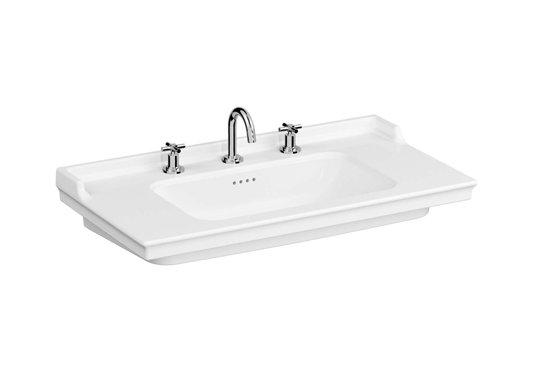 Vanity Basin, 100 cm, One Tap Hole, With Overflow Hole, With Metallic Legs