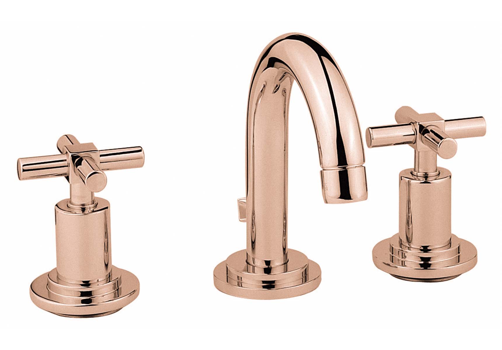 Juno Basin Mixer, For 3-Hole Basins-With Pop-Up, Copper