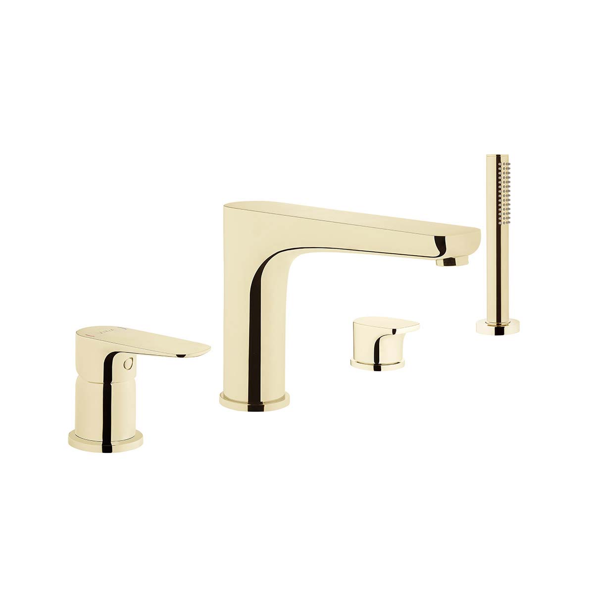 Bath mixer (for 4-hole bathtubs-deck mounted with handshower)