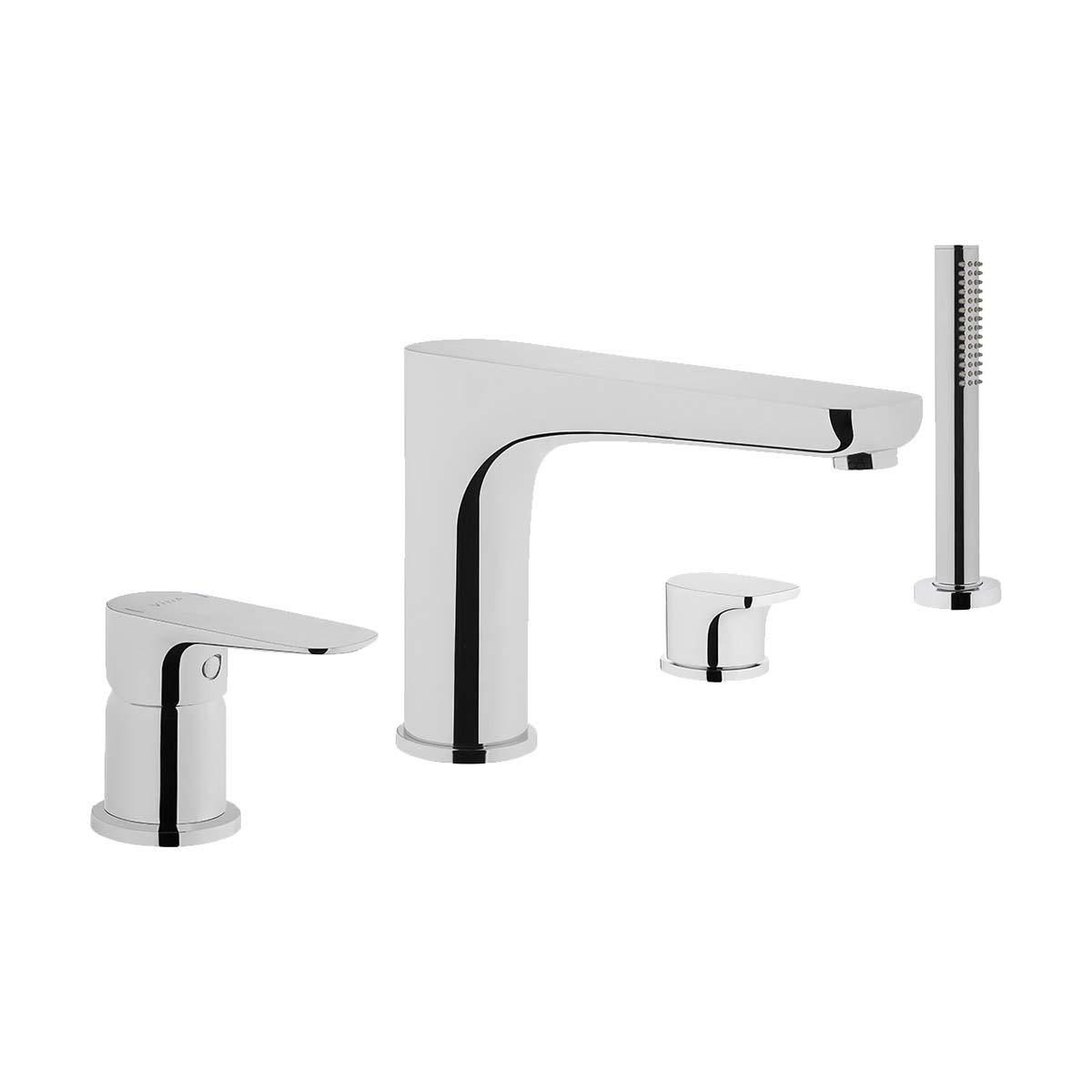 Bath mixer (for 4-hole bathtubs-deck mounted with handshower)